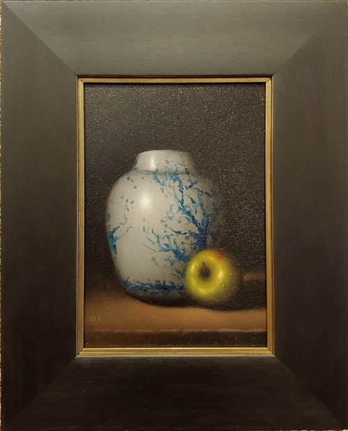 China Vase & Green Apple 7x5 $650 at Hunter Wolff Gallery